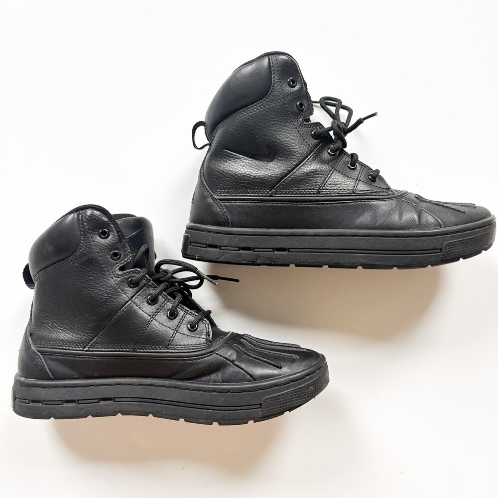 Nike Black Leather High-Top Boots, Sneakers, Big Kids Size 7